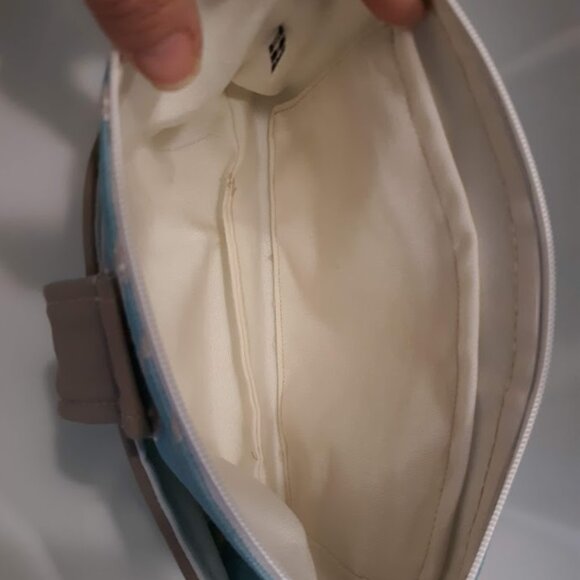 New Artsy Tree Branches Canvas & Vinyl Purse Shoulder bag Aqua Tan White coastal - Picture 9 of 11